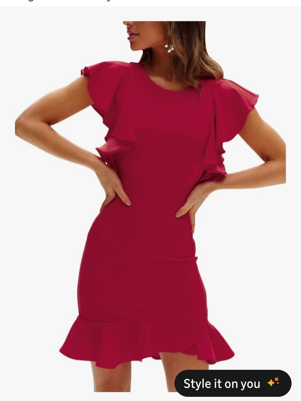 White Ruffle Sleeve Dress - Picture 4 of 5